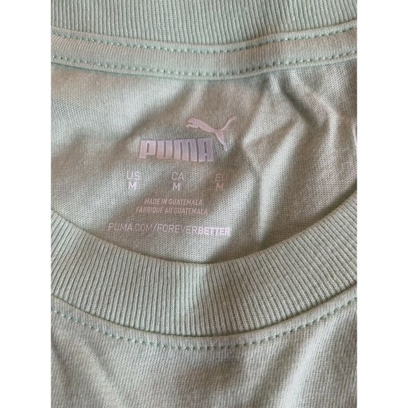 Women’s T-Shirt Size M PUMA Oversize Jock Tag Tee Mist Green - Dark Deni TD29009 - Picture 8 of 11